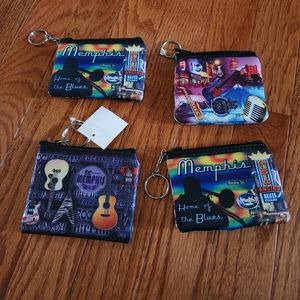 Set of 4 Memphis Keychain Coin Purse